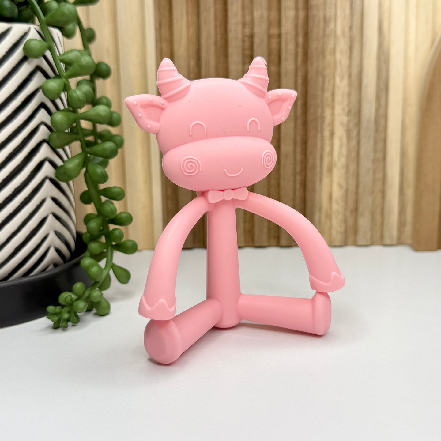 Pink Flexible Cow Teether